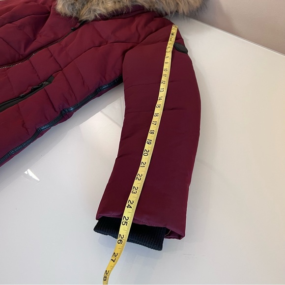 POINT ZERO |  Burgundy winter spring faux fur hooded snow jacket co… - Picture 14 of 16